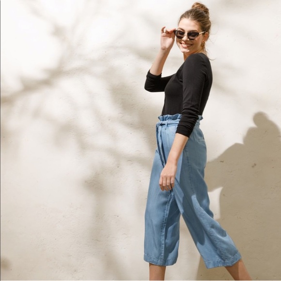 🆕Sz 10,12,14 Paperbag Cropped Wide Leg Pant - Picture 7 of 8